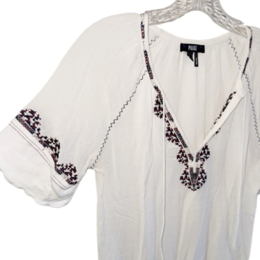 Paige White Embroidered Women's Peasant Top Boho Cottagecore Sz XS Feminine - Picture 13 of 14